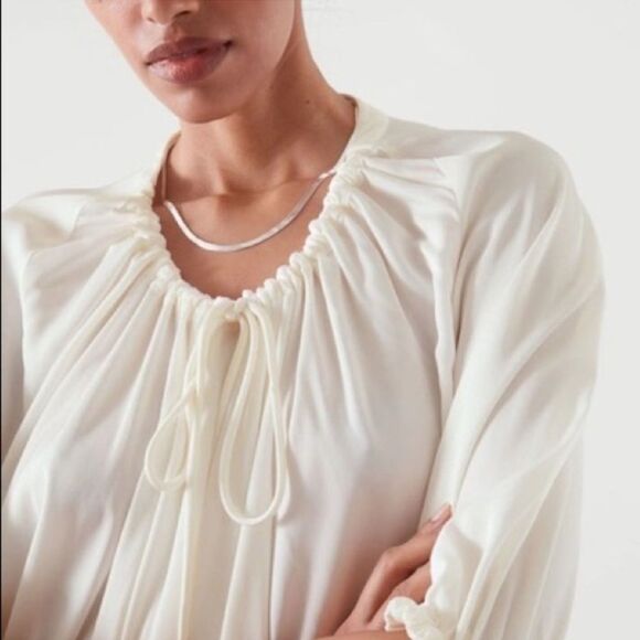 COS DRAWSTRING DRESS in off white - Picture 5 of 11